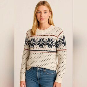 Abercrombie & Fitch Cream Fair Isle Snowflake Sweater Small